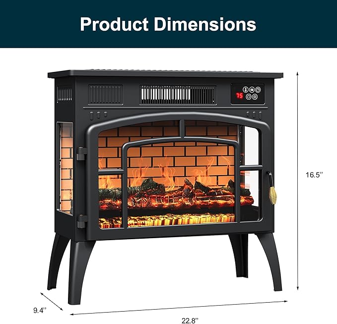 Royalcraft Electric Fireplace Heater, Freestanding Electric Fireplace Stove - Image 3