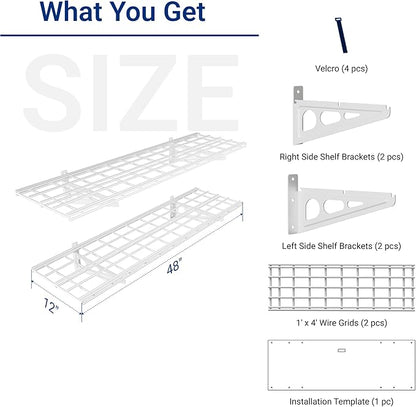 FLEXIMOUNTS 2-Pack 1x4ft 12-inch-by-48-inch Wall Shelf Garage Storage Rack Wall - Image 3