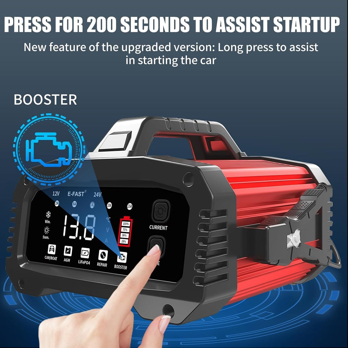 E-FAST 25A Smart Car Battery Charger, 12V/24V Automatic Automotive Battery Ma...