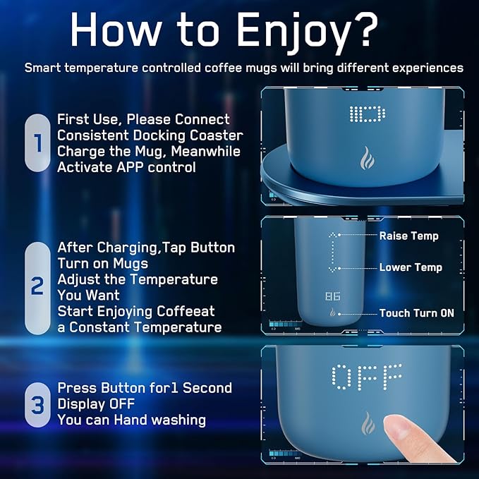 Temperature Control Heated Coffee Mug Smart Self Heating Travel Mug 12 Oz App - Image 3