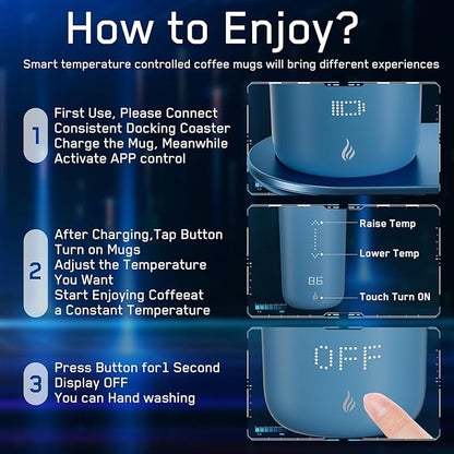 Temperature Control Heated Coffee Mug Smart Self Heating Travel Mug 12 Oz App - Image 3