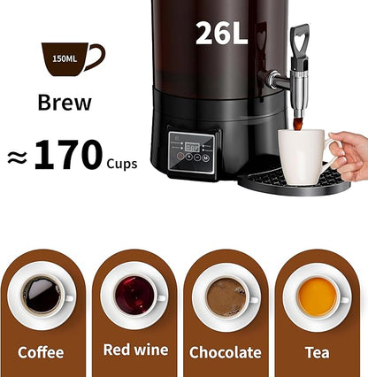 Coffee Urn Commercial Coffee Maker, 26 L 170 Cups, Transparent Electric - Image 6