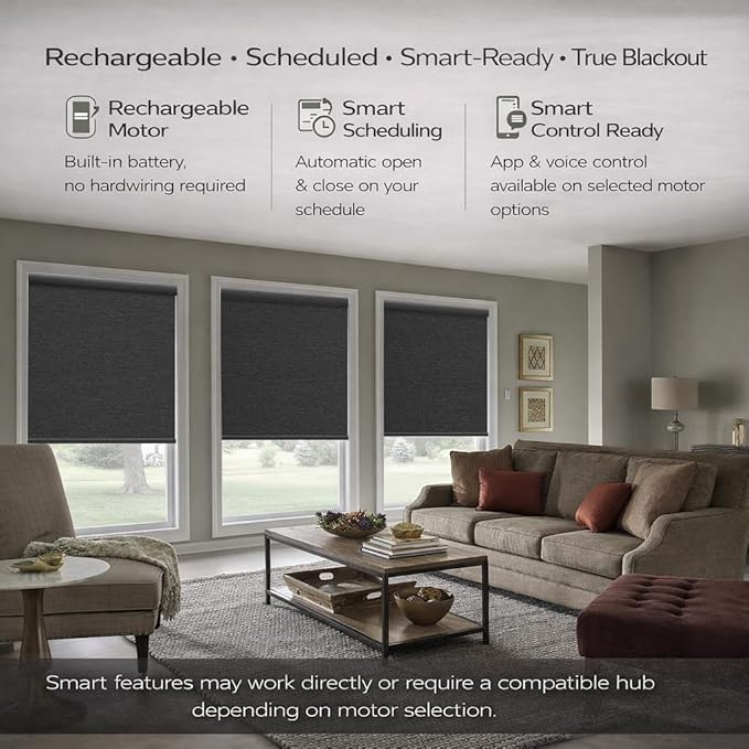 Zshine Motorized Blackout Window Blinds Customize Width Remote Control Wireless - Image 2