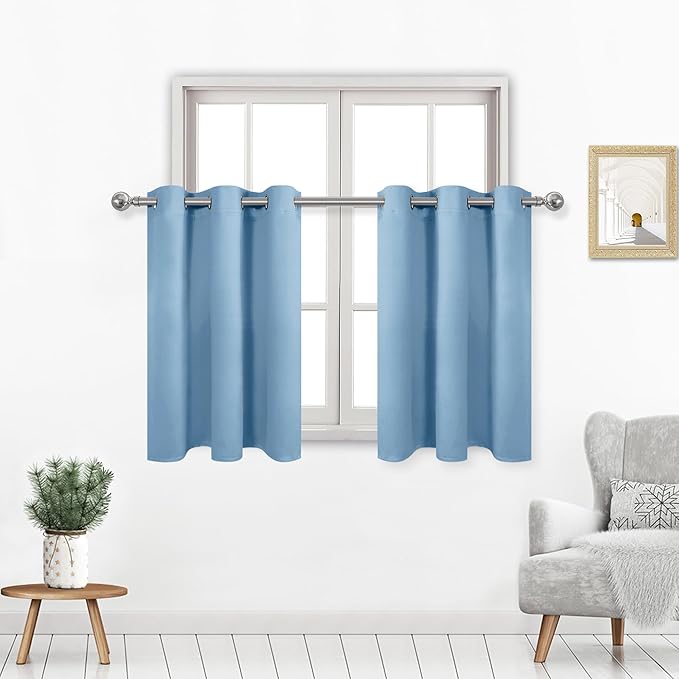 DWCN Short Blackout Curtains for Living Room, Basement Window Curtains Tiers by DWCN