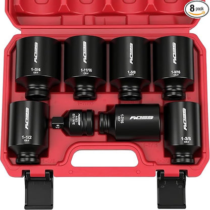 SAE Deep Impact Socket Set 8-Piece 1/2-inch Drive Wheel Axle Nut Wrench Large by SEDY