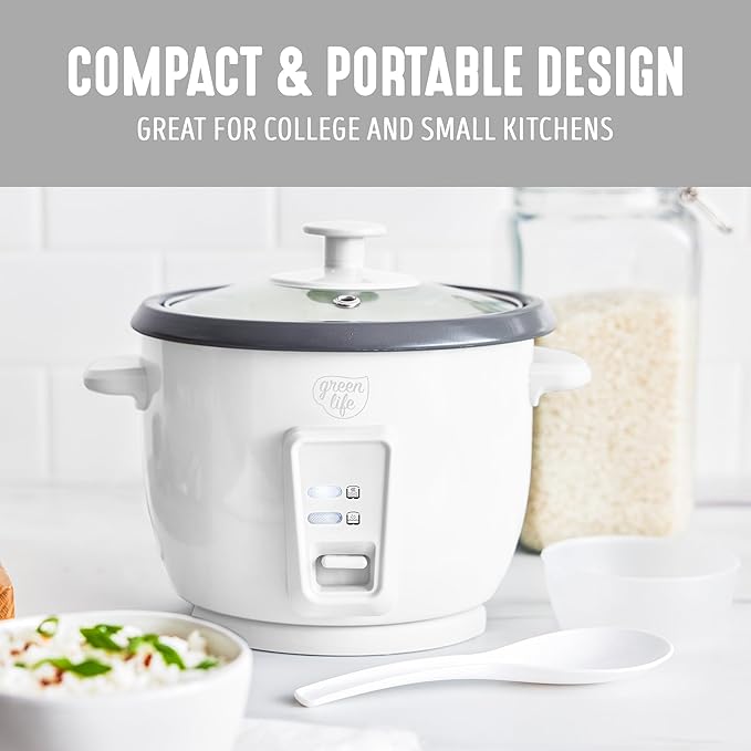 GreenLife Rice Cooker with Removable PFAS-Free Ceramic Nonstick Pot, 3-Cups - Image 7