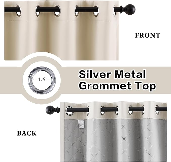 3-in-1 100% Blackout Curtains 84 Inches Long Thermal Insulation Soundproof - Image 2
