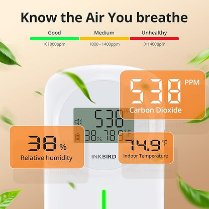 INKBIRD CO2 Monitor Ndir CO2 Detector 3 in 1 Meter | Carbon Dioxide & - Image 3