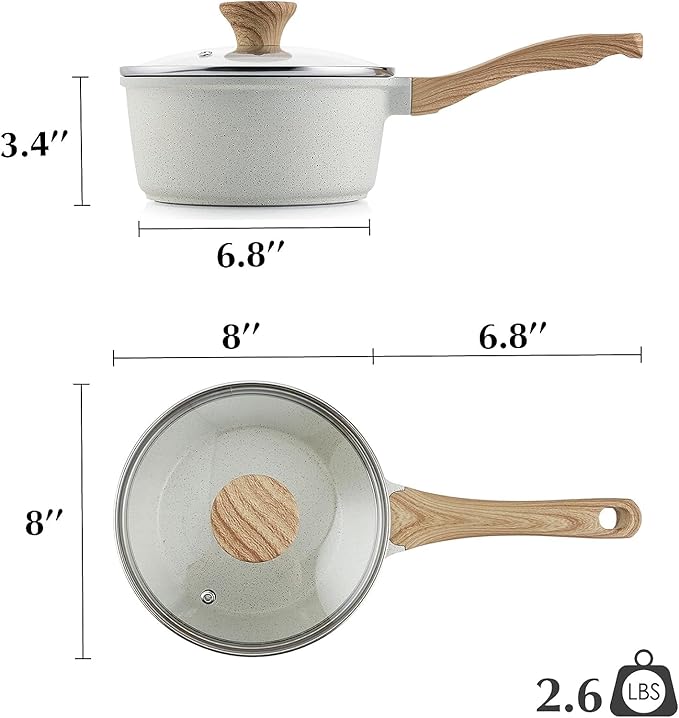 SENSARTE White Ceramic Nonstick Saucepan - Image 9