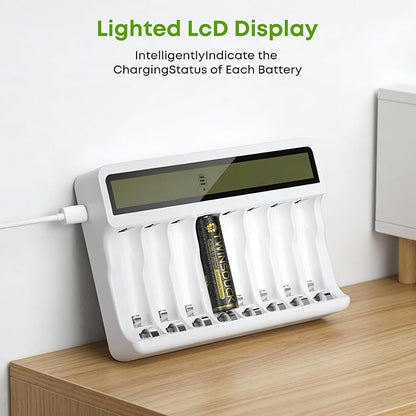 Rechargeable Battery Charger, 8 Bay AA AAA Smart Charger - Image 5