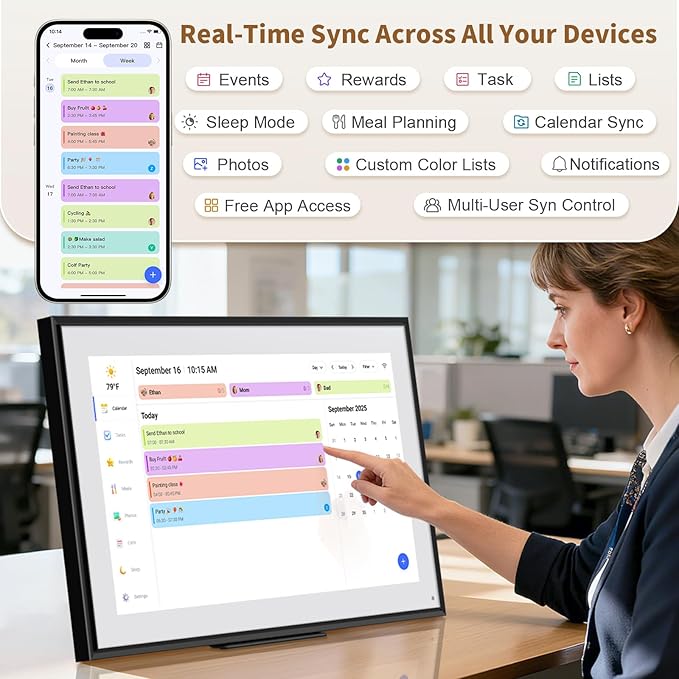 Canupdog 21.5 Inch Digital Calendar, Electronic Planner & Chore Chart, Task - Image 2