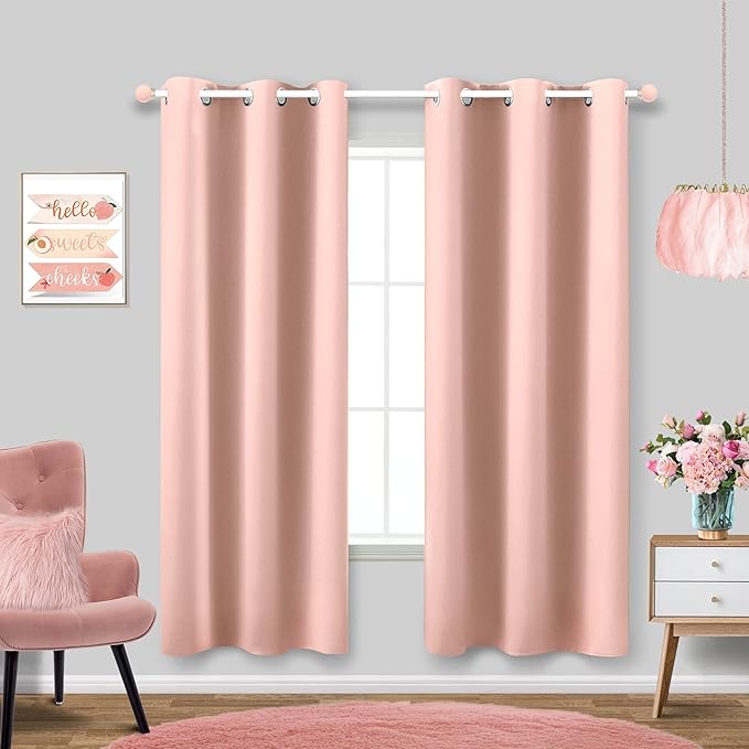 Blush Muted Pink Curtains 72 Inches Long by KOUFALL