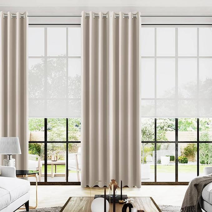 KOUFALL Neutral Taupe Blackout Curtains 96 Inches Long by KOUFALL