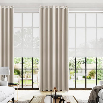 KOUFALL Neutral Taupe Blackout Curtains 96 Inches Long by KOUFALL