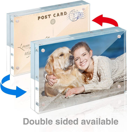 4x6 Acrylic Frame 3 Pack,20MM Thicker Frameless Clear Picture Frames | Freestanding Double Sided Magnetic Picture Frame,Acrylic Picture Frames for Desktop Display with Microfiber Cloth,Gift Ideal