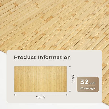 OUZUGIE 1 Pack 96x48 Inch Natural Bamboo Wall Panel – Natural Pole Wrap Paneling - Image 2
