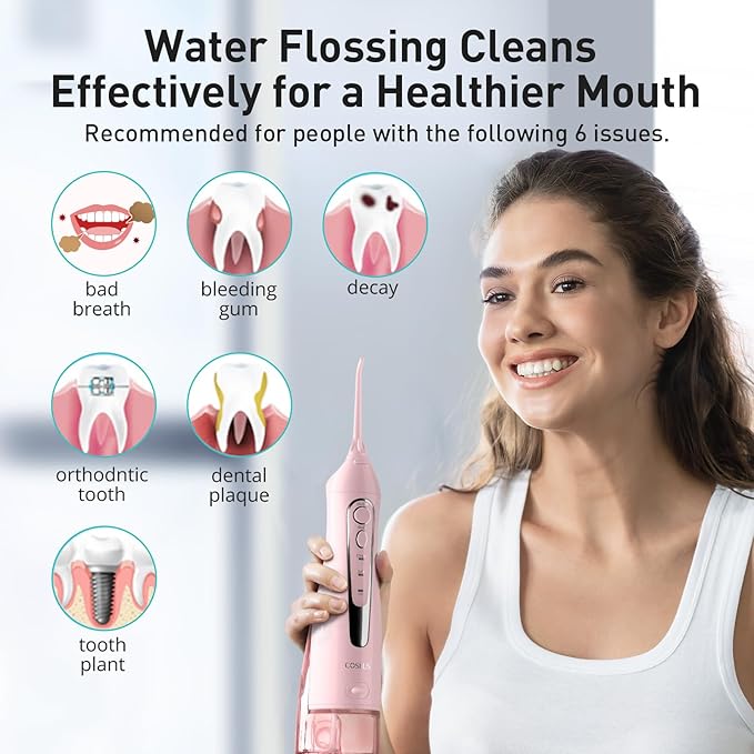 COSLUS Water Dental Flosser Teeth Pick: Portable Cordless Oral Irrigator 300ML - Image 7
