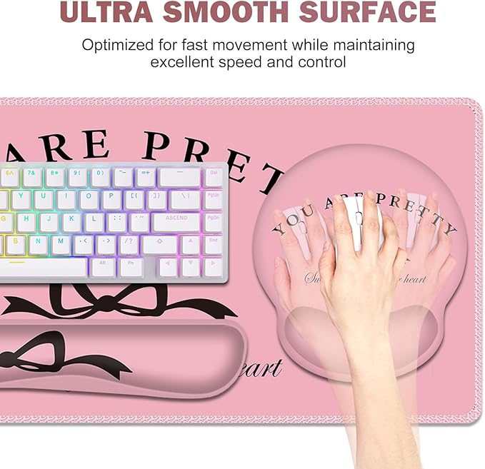 Gaming Mouse Pad, Large Desk Mat, Cute Desk Pad Protector, 4in1 XXL Mousepad + - Image 5