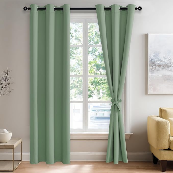 JIUZHEN Light Sage Blackout Curtains by JIUZHEN