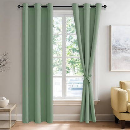 JIUZHEN Light Sage Blackout Curtains by JIUZHEN