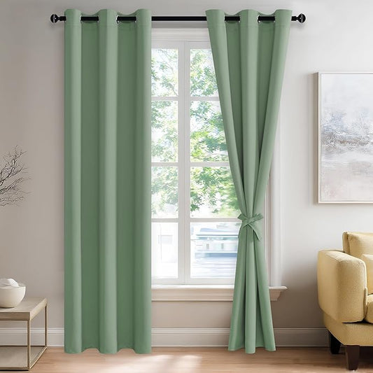 JIUZHEN Light Sage Blackout Curtains by JIUZHEN