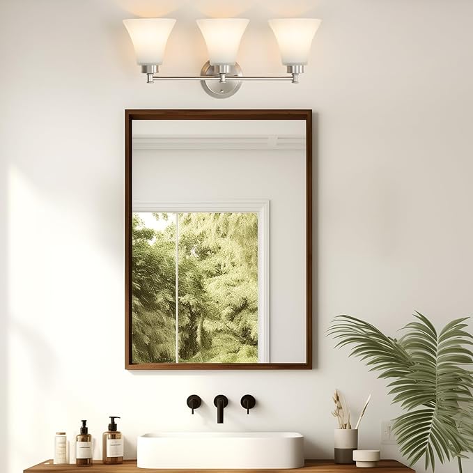 LOUSACE 3 Light Bathroom Vanity Light Vintage Brushed Nickel Bathroom Lighting - Image 3