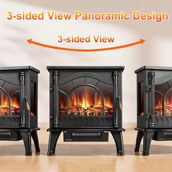 ZAFRO 23 inch Freestanding Electric Fireplace Stove | Thermostat Control - Image 3