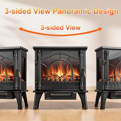 ZAFRO 23 inch Freestanding Electric Fireplace Stove | Thermostat Control - Image 3