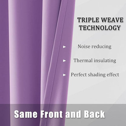 DUALIFE Solid Thermal Insulated Blackout Curtains Purple - Image 5