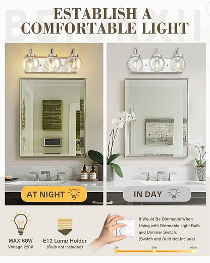Beionxii Brushed Nickel Bathroom Light Fixtures, 3-Light Bathroom Vanity Light - Image 3