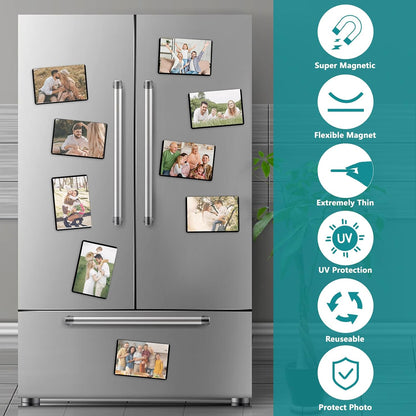 Sloworld Magnetic Picture Frame, 10 Pack Magnet Photo Frames for Refrigerator 4"x6" Reusable Fridge Photograph Frames for Locker/Whiteboard/Office Cabinet (Black 10 Pack)