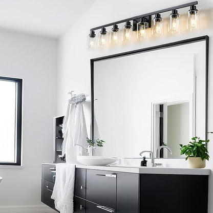 DIKAIDA 8 Light Bathroom Vanity Lights Over Mirror, 52inch Black Vanity Lights - Image 7
