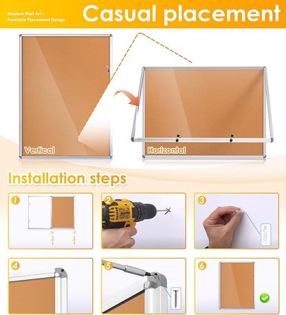 SWANCROWN Enclosed Bulletin Board 48x36 in, Tamperproof Lockable Cork Board - Image 4