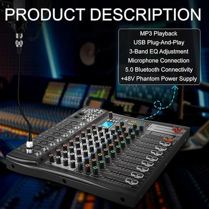 8 Channel Professional Audio Mixer - Image 2
