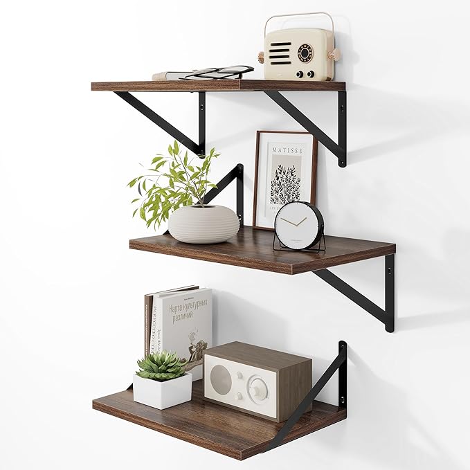 Heimlove Deep Floating Shelves for Wall, 12 Inch Deep Floating Shelves Set of 3 by Heimlove