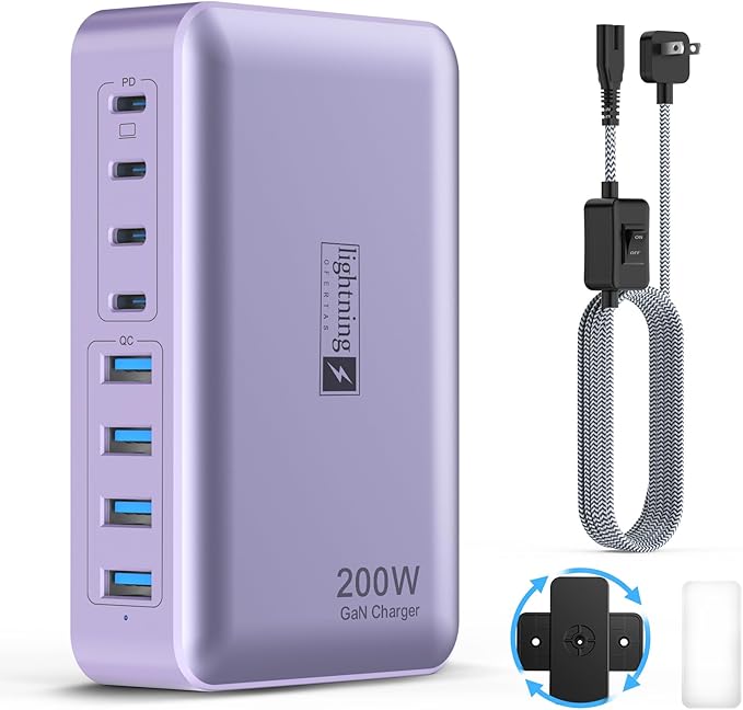 8-Port Type C Fast Charger Block 200W by lightningofertas