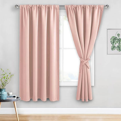 JIUZHEN Blush Pink Blackout Curtains by JIUZHEN