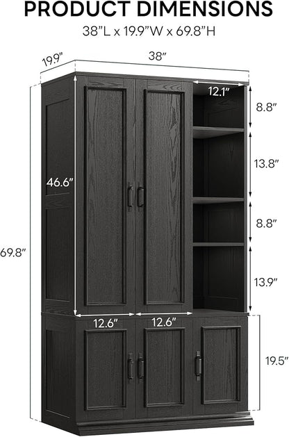 LIKIMIO Armoire Wardrobe Closet 70" H, 5 Doors Bedroom Wooden Wardrobe - Image 11