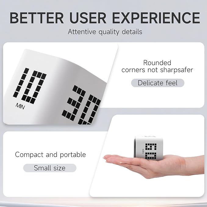 Rotating Productivity Timer 5, 60 Minutes Preset, Desk Cube w/Gravity Sensor - Image 6