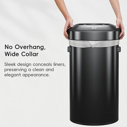 EKO Urban 24 Gallon Round Black Stainless Steel Open Top Waste Bin, Tall - Image 8