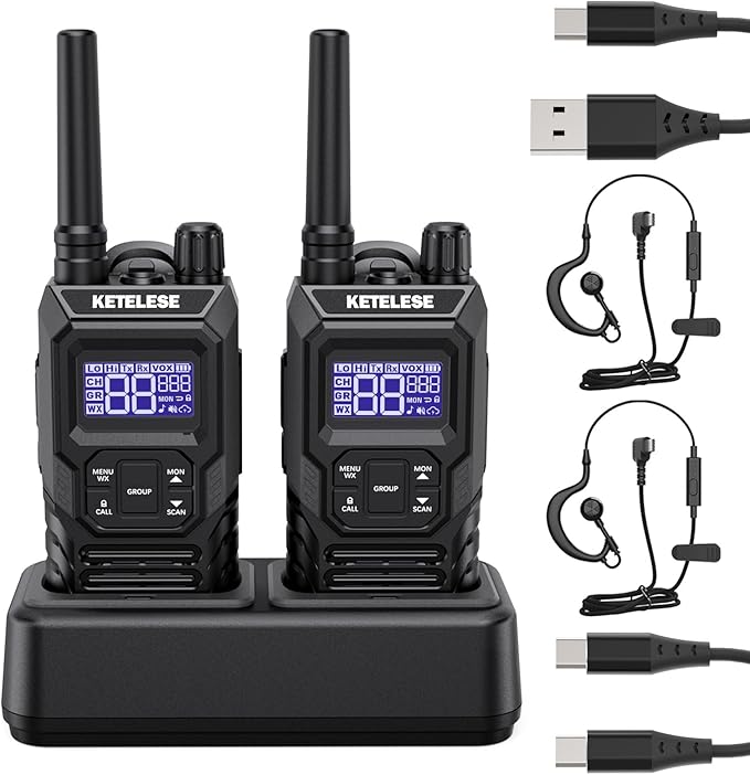 Ketelese T4 Walkie Talkies Long Range, IP67 Waterproof Dustproof Two Way Radio by KETELESE