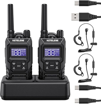 Ketelese T4 Walkie Talkies Long Range, IP67 Waterproof Dustproof Two Way Radio by KETELESE