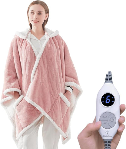 Westinghouse Wearable Heated Throw Blanket, Electric Heated Wrap Poncho Shawl by Westinghouse