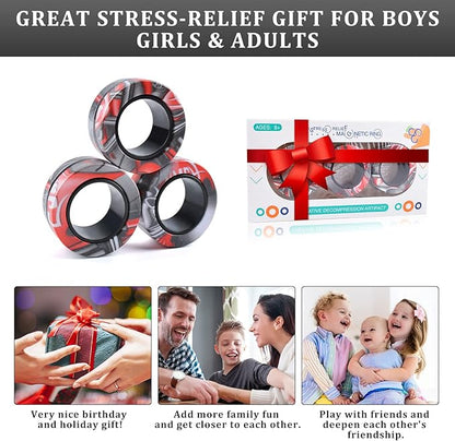 Cevioce 3Pcs Magnetic Rings Fidget Toy Set, Idea ADHD Anxiety Magnetic Fidget - Image 7