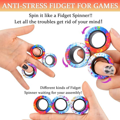 Cevioce 3Pcs Magnetic Rings Fidget Toy Set, Idea ADHD Anxiety Magnetic Fidget - Image 4