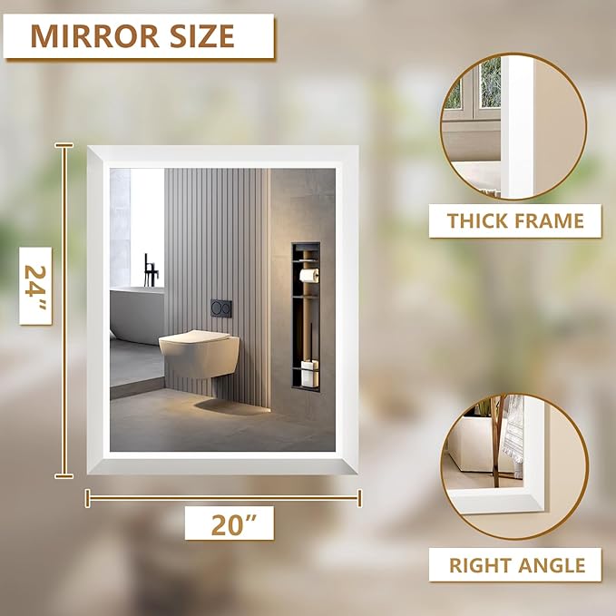 SMIROR Matte White Bathroom Mirror - Image 2