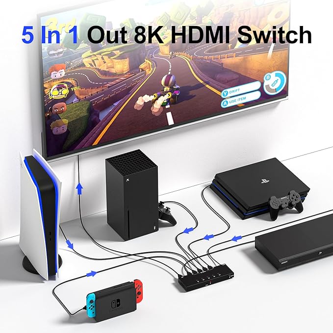 Y.D.F 8K@60Hz HDMI Switcher 5 in 1 Out Aluminum Support 4K@120Hz HDR10+ HDCP - Image 7