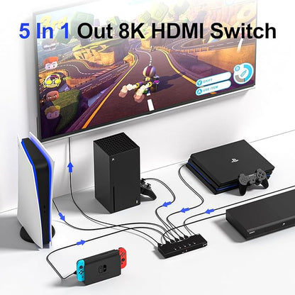 Y.D.F 8K@60Hz HDMI Switcher 5 in 1 Out Aluminum Support 4K@120Hz HDR10+ HDCP - Image 7