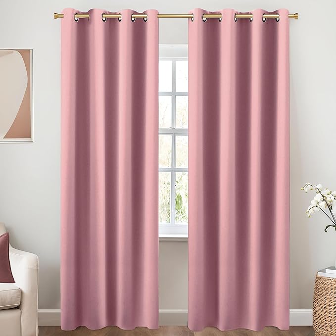 KOUFALL Mauve Curtains 96 Inches Long by KOUFALL