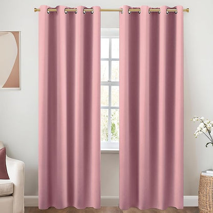 KOUFALL Mauve Curtains 96 Inches Long by KOUFALL